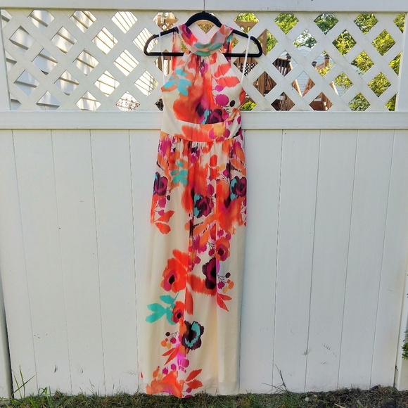 Eliza J Halter Floral Maxi Dress 4 - Picture 2 of 7